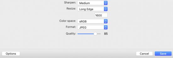 luminar export window