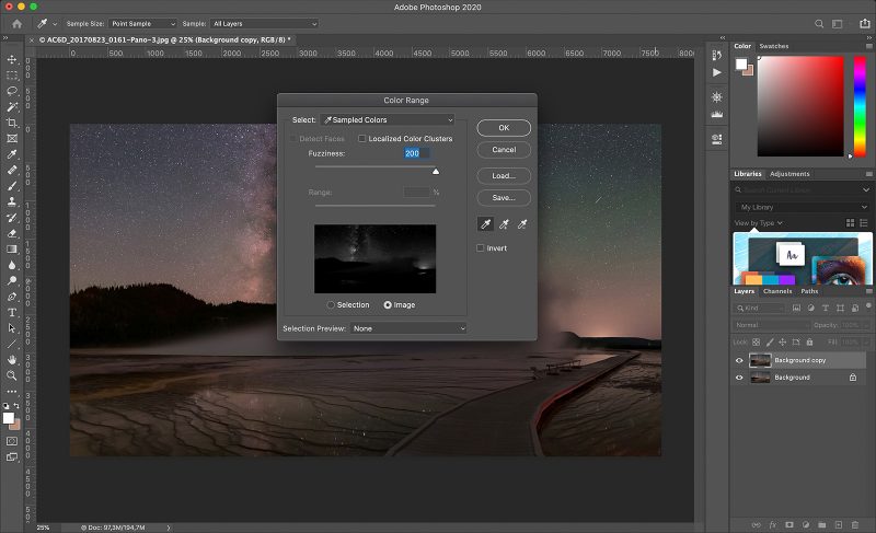 lightroom edit of milky way landscape