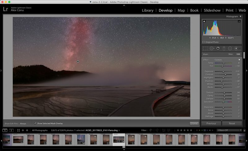 lightroom edit of milky way landscape