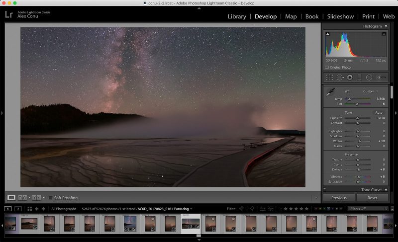 lightroom edit of milky way landscape