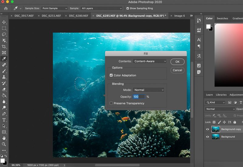 Editing underwater photo in photoshop