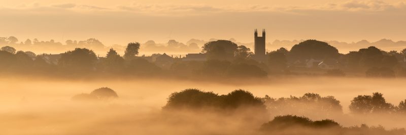 early morning mist landscape